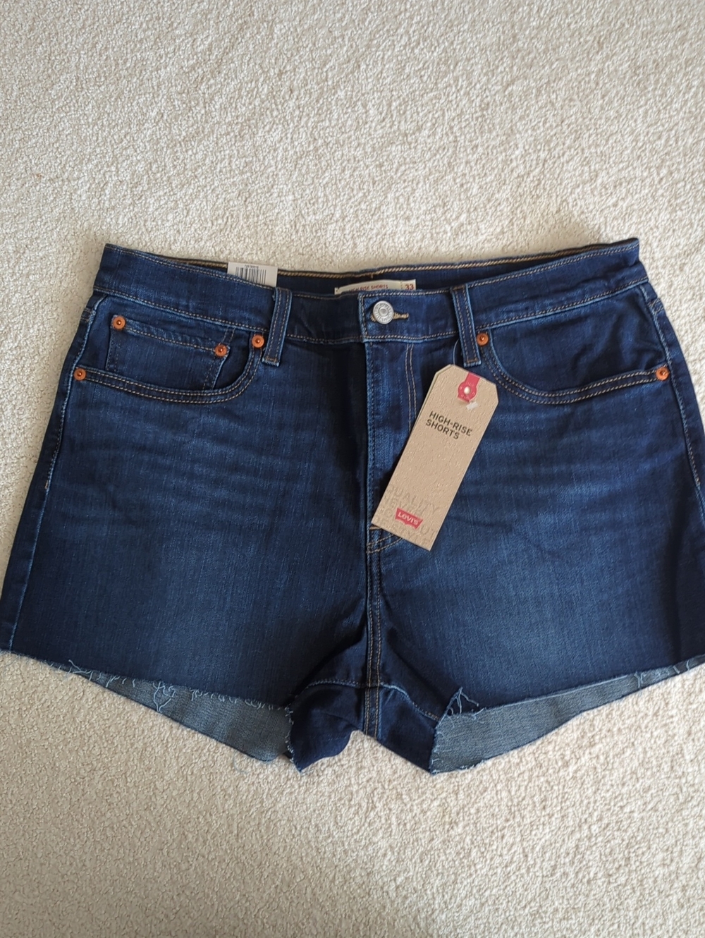Levi's Dark Blue High-Rise Denim Shorts